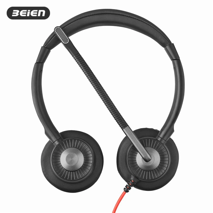 Dual ear wired headphones with mic noise cancelling